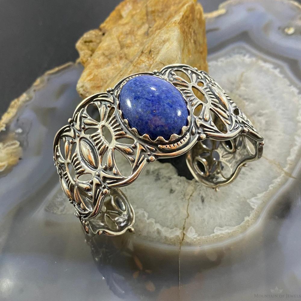 Carolyn Pollack Vintage Southwestern Style Sterling Oval Denim Lapis Bracelet - Picture 3 of 10